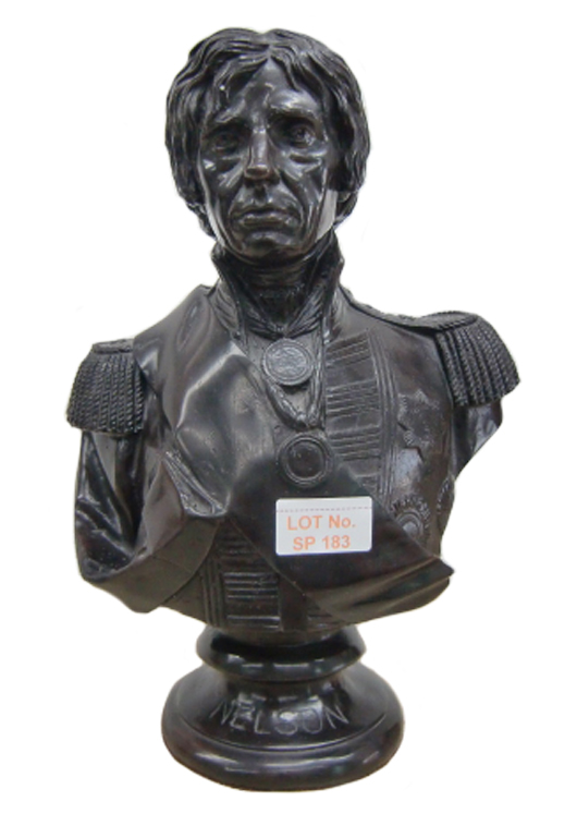 Bronze bust of Admiral Nelson, inscribed Nelson on front and Fredericks on reverse. Ace Auctions Ltd. image.