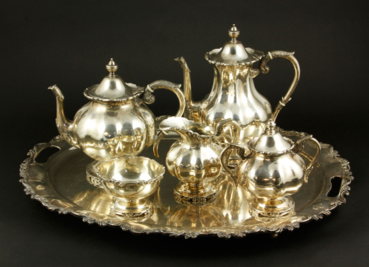 Mexican sterling silver tea set. Kaminski Auctions image.