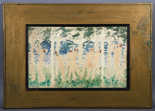 Abraham Walkowtiz, ‘Seven Bathers,’ watercolor. Kaminski Auctions image.