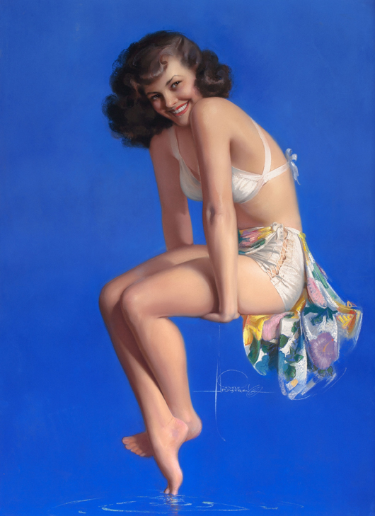 Rolf Armstrong (American, 1889-1960), ‘Twinkle Toes,’ 1947, pastel on Masonite, 40 x 29 inches, signed lower center. Heritage Auctions image.