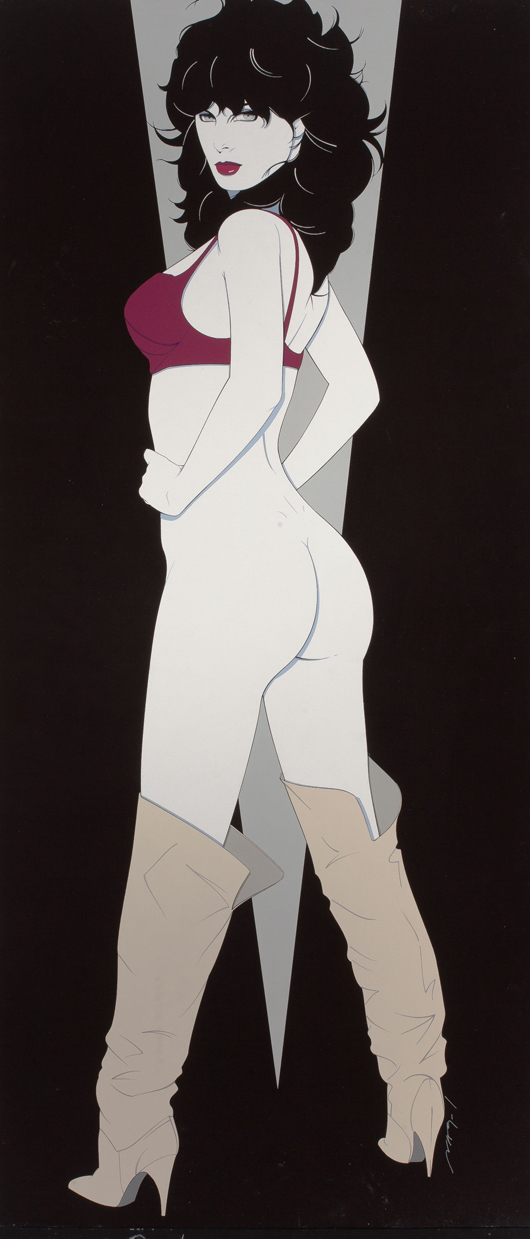 Patrick Nagel (American, 1945-1984), ‘Her Seductive Look,’ acrylic on canvas, 70 x 32 inches, signed lower right. Heritage Auctions image.