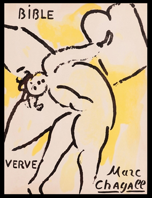 Marc Chagall (1887-1985), ‘Title Page From the Bible Verve,’ original lithograph in colors, 1956. Morurlot Freres: Paris, signed in the plate in mint condition. Height: 27 and 14 inches by width: 23 and 10 inches. Lewis & Maese image.