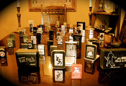 Most of the U.S. portion of the collection is displayed on a table in Victor's Los Angeles home.