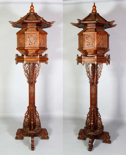 Huanghuali lanterns. Kaminski Auctions image.