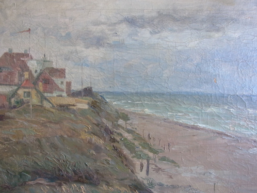 Large Hugo Wilfred Pedersen beach seascape. Hess Fine Auctions image.