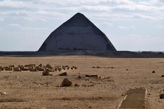 Pharaoh Sneferu's Bent Pyramid, Dahshur. Photo by Michael Hoefner, licensed under the Creative Commons Attribution-Share Alike 2.5 Generic license.