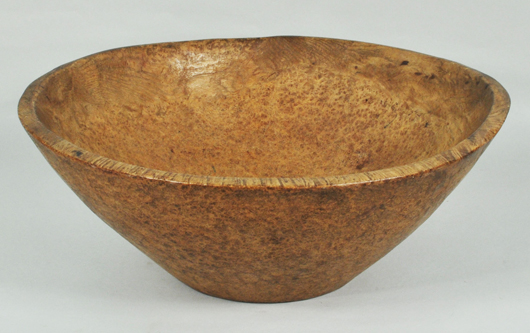 Native American hand-carved burl bowl. Woodbury Auction image.