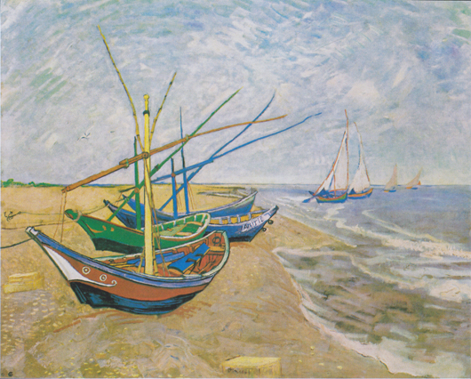 Van Gogh's 'Fishing Boats on the beach at Saintes-Maries, 1888. Image courtesy of Wikimedia Commons.
