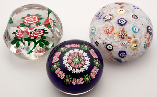 From the Lorraine Galinsky collection of antique and modern paperweights including Baccarat and Clichy examples ex-collection of the New-York Historical Society. Jeffrey S. Evans & Associates image.
