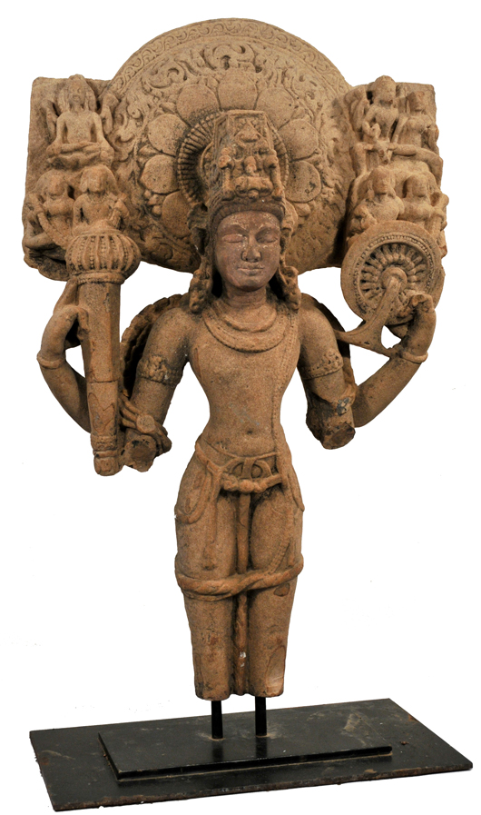 Buff sandstone figure of Vishnu, India, 10th century. Gray’s Auctioneers.