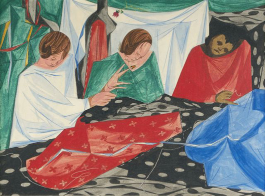 Jacob Lawrence (1917-2000), ‘Seamstresses,’ 1954, tempera on board. Gray’s Auctioneers.