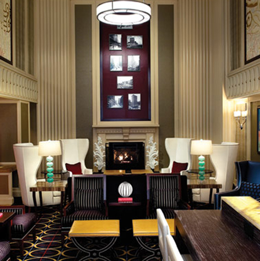 Newly renovated lobby at Kimpton's Hotel Monaco Chicago. Image courtesy of the hotel.
