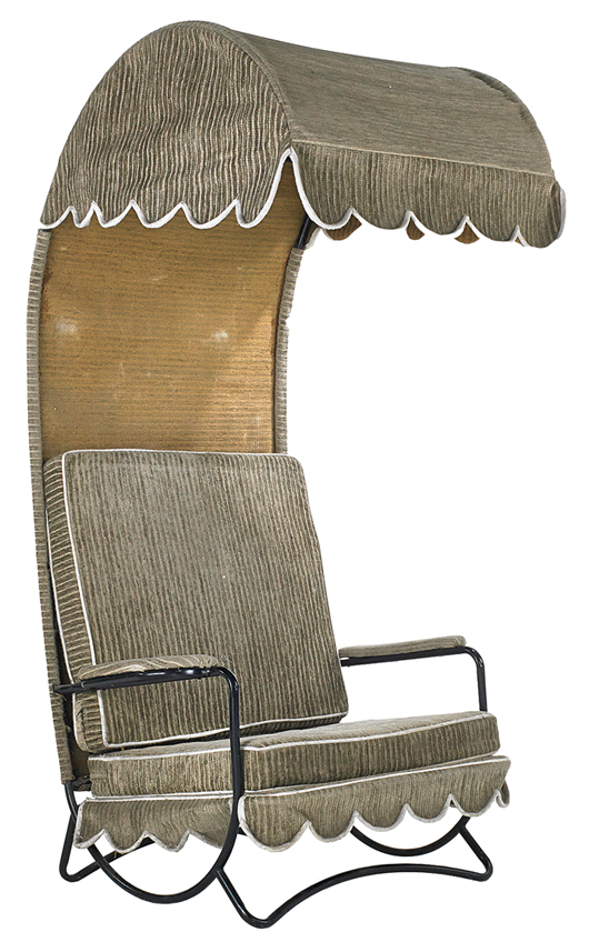 This lounge chair, probably one of a kind, was made for royalty in 1959 by the famous French designer Jean Royere. It must have been made to be used near a swimming pool or on a beach. It sold at a 2013 Rago Arts auction in Lambertville, N.J., for $21,250.