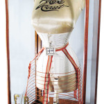 C/B a la Spirite corset display having original etched and gold leaf in front of display case, with mannequin, sold for $17,100. Showtime Auction Services image.