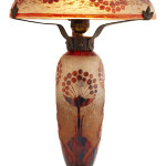 Daum Nancy cameo glass lamp, early 20th century, with signed base (est. $10,000-$15,000). Crescent City Auction Gallery image.