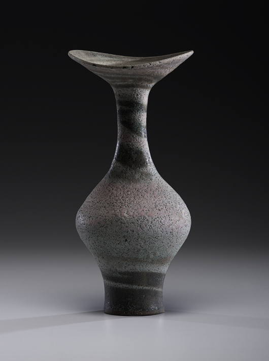 Lucie Rie, pink and gray bottle vase. Estimate: $20,000-$30,000. Cowan's Auctions Inc. image.
