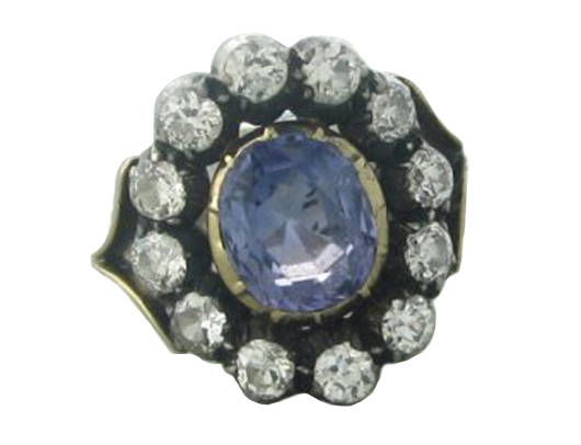 EGL certified natural sapphire and diamond ring. Hampton Estate Auction image.