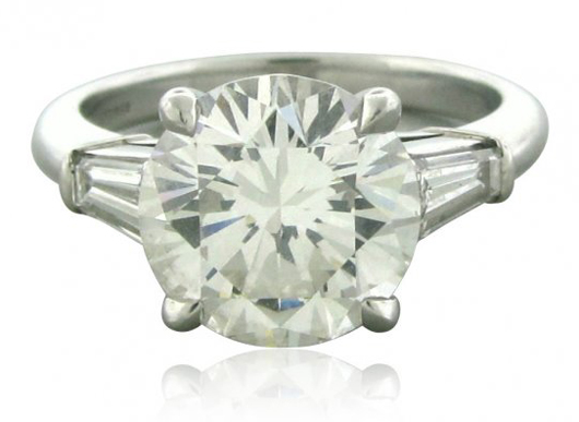 Tiffany & Co. platinum 4.26-carat diamond engagement ring. Hampton Estate Auction image.