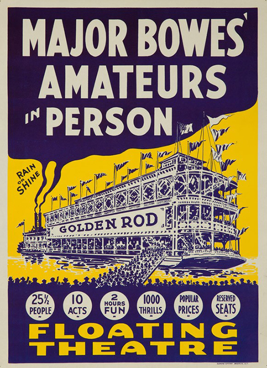 A vintage poster for the Goldenrod Showboat. Image courtesy of LiveAuctioneers.com Archive and Poster Auctions International.