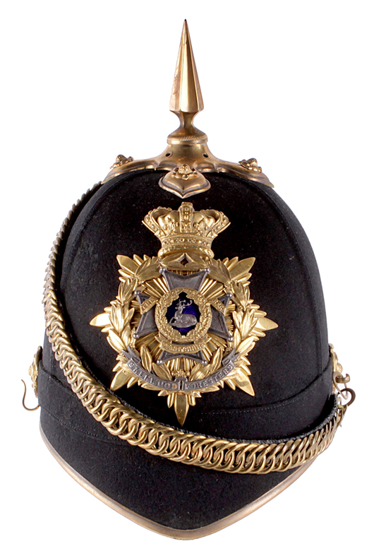 Henry Singleton Pennel VC Derbyshire & Sherwood Foresters (1874 - 1907) 1878 Pattern Home Service officer’s blue cloth helmet. Dreweatts London / Baldwin’s image.