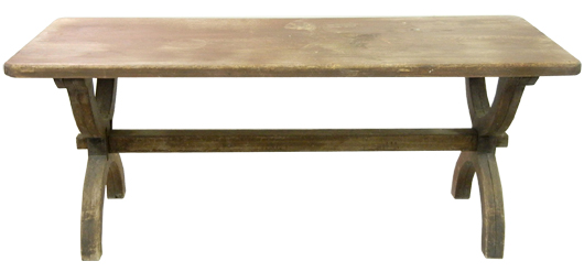 Soft wood trestle dining table. Stephenson’s image.