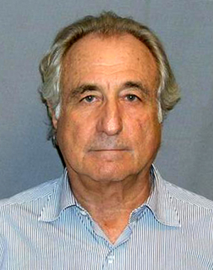 Bernie Madoff's mugshot. Image courtesy of Wikimedia Commons.