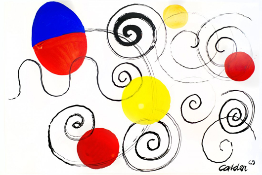 Gouache on paper by Alexander Calder (1898-1976), titled ‘Red and Blue Egg.’ Price realized: $114,000. A.B. Levy’s Auction image.