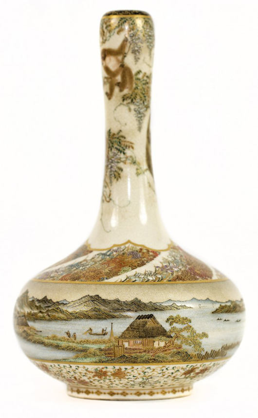 Meiji Period Satsuma vase of globular form, 7 inches. Price realized $21,600. A.B. Levy’s Auction image.