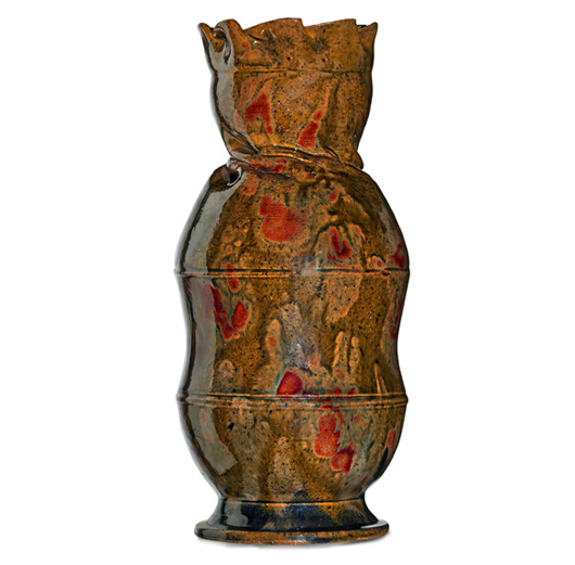 George Ohr, fine vase from the Ellison collection, 1897-1900. Estimate: $20,000- $30,000. Rago Arts and Auction Center image.