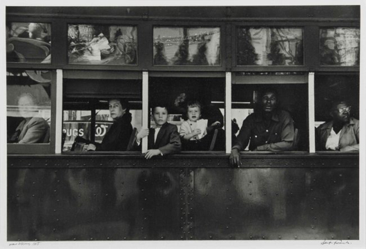 Robert Frank (American, b. 1924), 'Trolley, New Orleans,' 1955, gelatin silver print, signed, 9 1/2 x 14 inches. Price realized: $134,500.  Leslie Hindman Auctioneers image.