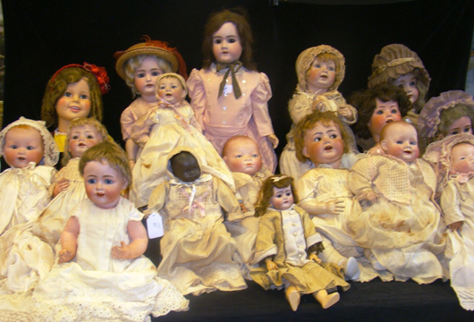 One-owner collection of vintage bisque dolls. TAC Estate Auctions Inc. image.