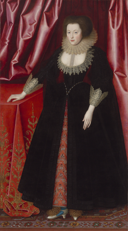 This marvelous 17th century full-length portrait of the Puritan noblewoman Mary, Lady Vere, by the Jacobean artist William Larkin, will be on view at The Weiss Gallery during London Art Week, which takes place from June 28 to July 5 . Image courtesy of the Weiss Gallery.