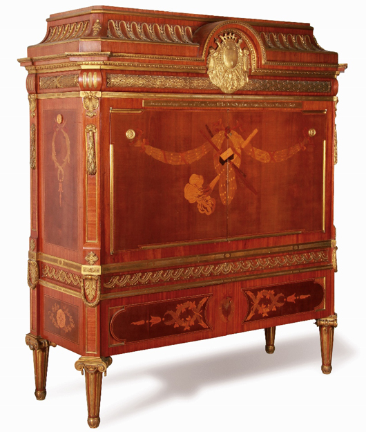 An impressive Louis XVI-style mineralogical cabinet after the original by George Haupt will be offered at Jackson’s sale of World Treasures. Jackson’s image.