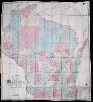 Chapman's New Sectional Map of Wisconsin published in 1868. Image courtesy of LiveAuctioneers.com and PBA Galleries.