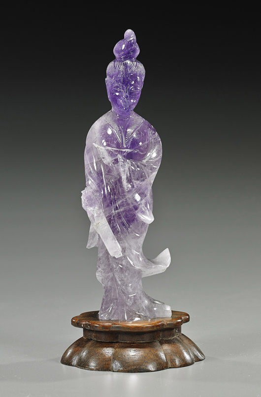 Old Chinese carved amethyst beauty. I.M. Chait Gallery / Auctioneers image.