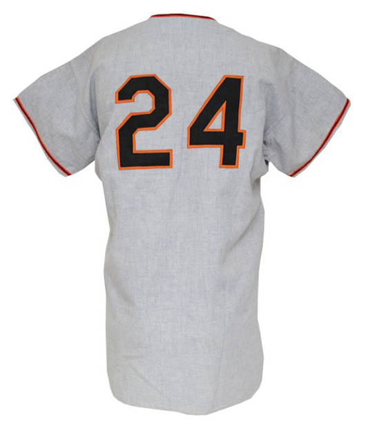 1964 Willie Mays San Francisco Giants game-used and autographed road jersey, $66,734. Grey Flannel Auctions image.