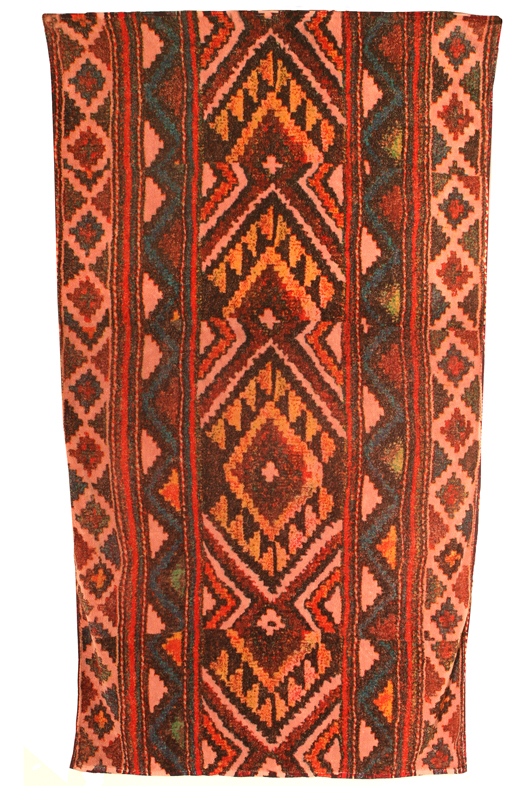 From a distance, it could be mistaken for a Native-American textile, but this is actually a beach towel known as 'Santa Fe Rust.' It's from a new range of art-inspired beach towels by Fresco Towels. Image courtesy of Fresco Towels.