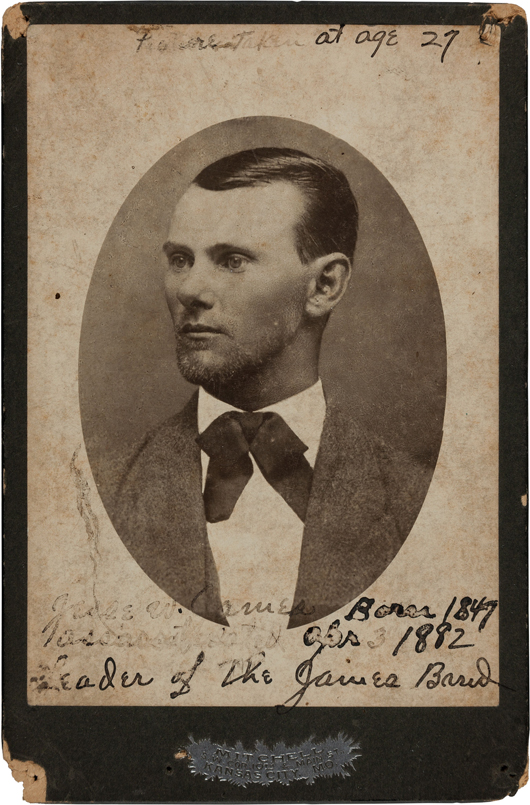 Rare cabinet-size photo of Jesse James. Estimate: $2,500-plus. Heritage Auctions image.