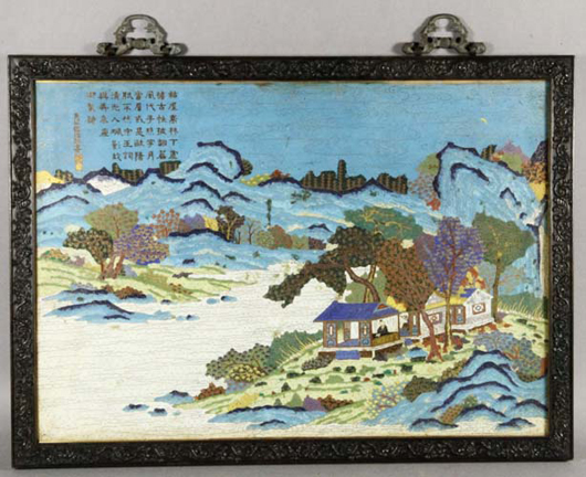 Eighteenth century Qing Dynasty cloisonné plaque. Kaminski Auctions image.
