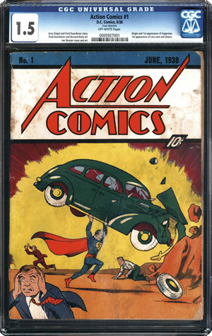 Action Comics No. 1, graded 1.5 condition, that was found in the insulation of a Minnesota house and auctioned by ComicConnect.com for $175,000. Image courtesy of ComicConnect.com.