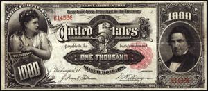 Front of 1891 silver certificate auctioned by Stack's Bowers Galleries for $2.6 million. Image courtesy of Stack's Bowers Galleries.