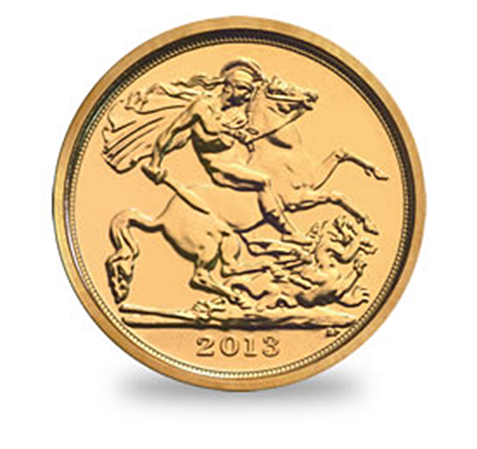 Quarter-sovereign featuring image of St George and the Dragon, commemorating 60 years since the coronation of Queen Elizabeth II. An edition of 10,000 coins is being minted. Image courtesy of the Royal Mint.