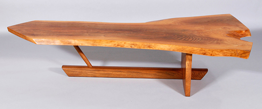 George Nakashima, Conoid Collection walnut coffee table. Kaminski's image.