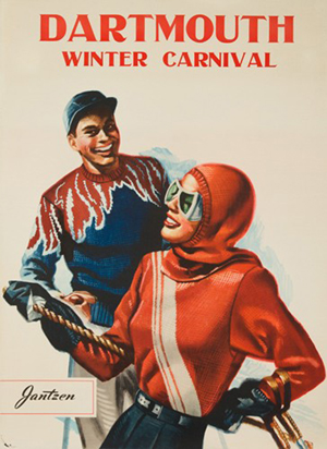 Circa-1955 travel/ski poster touting the Dartmouth Winter Carnival in Hanover, New Hampshire. Image courtesy of LiveAuctioneers.com Archive and Poster Auctions International.