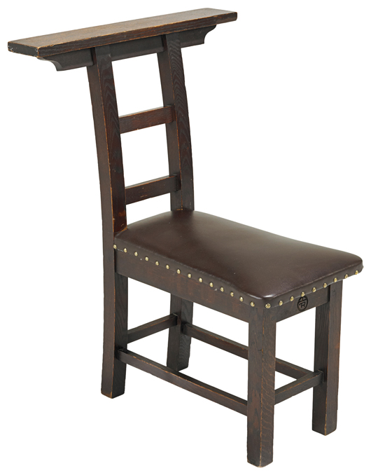 The strange back on this Roycroft chair can be explained by its name, 