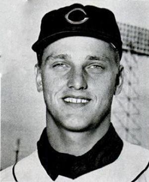 Photo of outfielder Roger Maris (1934-1985) during his rookie year with the Cleveland Indians. Image from the March 1957 issue of Baseball Digest.