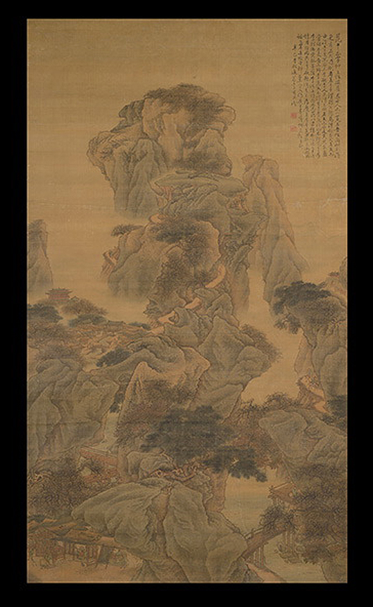 Li Yin (Early Qing Dynasty),Mountainous Dwellings.Sold for $112,100. World record price the artist. Michaan's image.