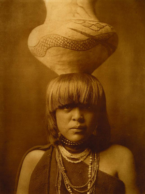 Edward S. Curtis (American, 1858-1952), 'Girl and Jar - San Ildefonso,' 1905, photogravure. Smithsonian American Art Museum. Transfer from the United States Marshal Service of the U.S. Department of Justice, 1988.5.18.