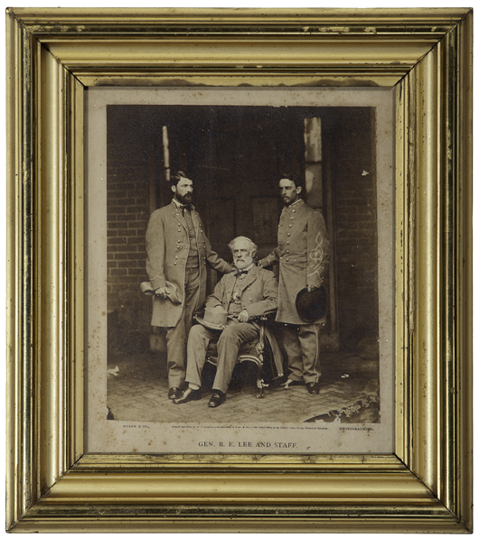 Rare Gen. Robert E. Lee and staff photograph by Matthew Brady. Price realized: $19,975. Cowan’s Auctions Inc. image.