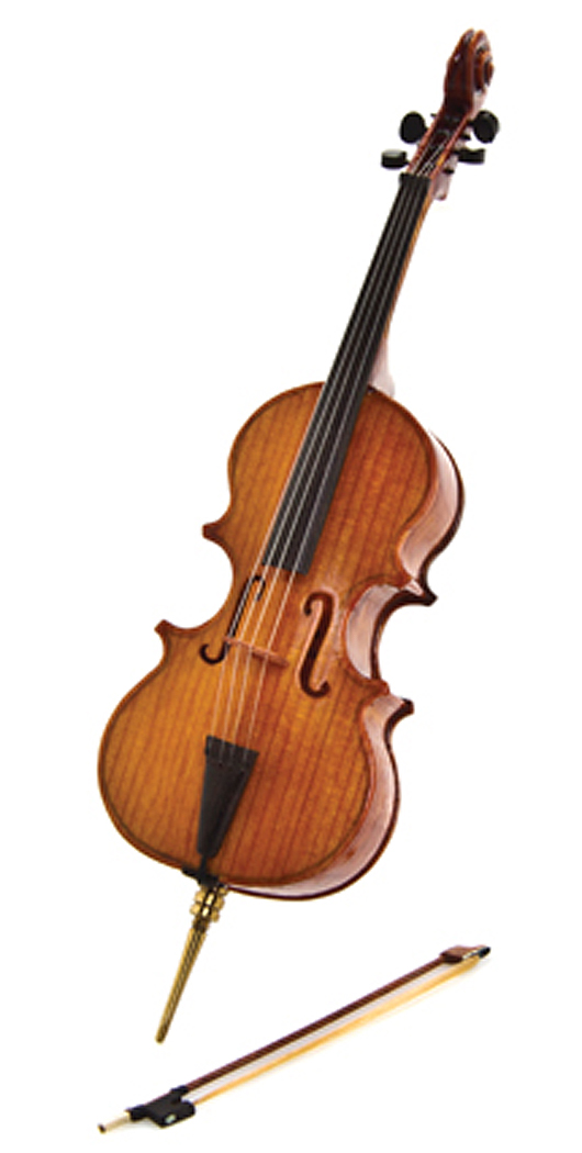 Scale model of a cello, W. Foster Tracy, length 5 1/4 in, est. $300-$500. Leslie Hindman Auctioneers image.